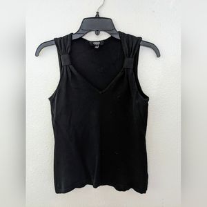 black sleeveless top